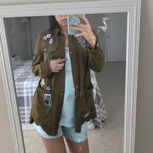 Zara army jacket wit patches